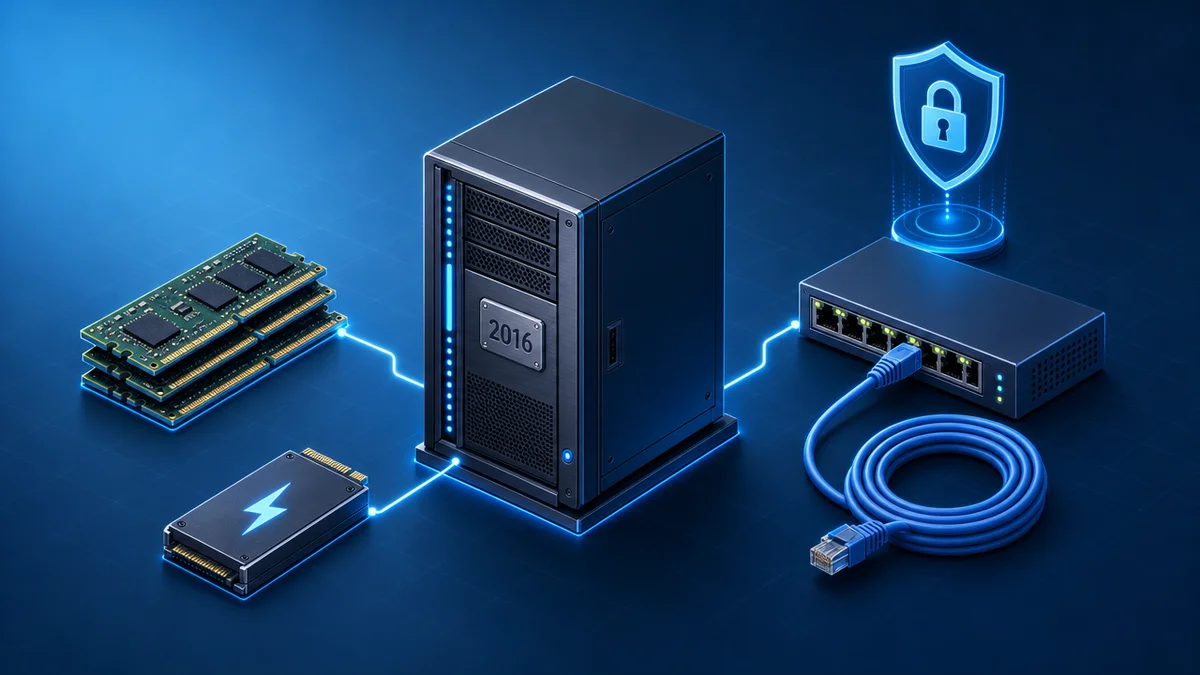 Diagrama de servidor, SSD e rede ilustrando os requisitos para rodar o Alterdata na nuvem