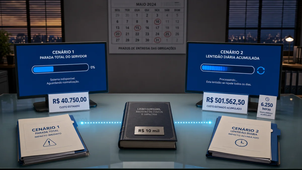Comparativo mostra prejuízo de R$ 501.562,50 por ano com lentidão no escritório contábil